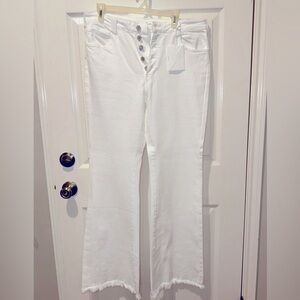 Women’s white flare Kan can jeans